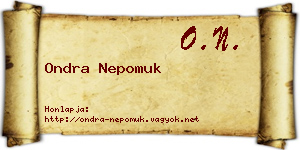 Ondra Nepomuk névjegykártya